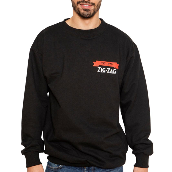 Zig-Zag x 3-Dimensional Black Oversized Crew Sweater - Medium
