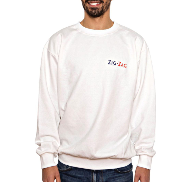 Zig-Zag x 3-Dimensional White Oversized Crew Sweater - Large